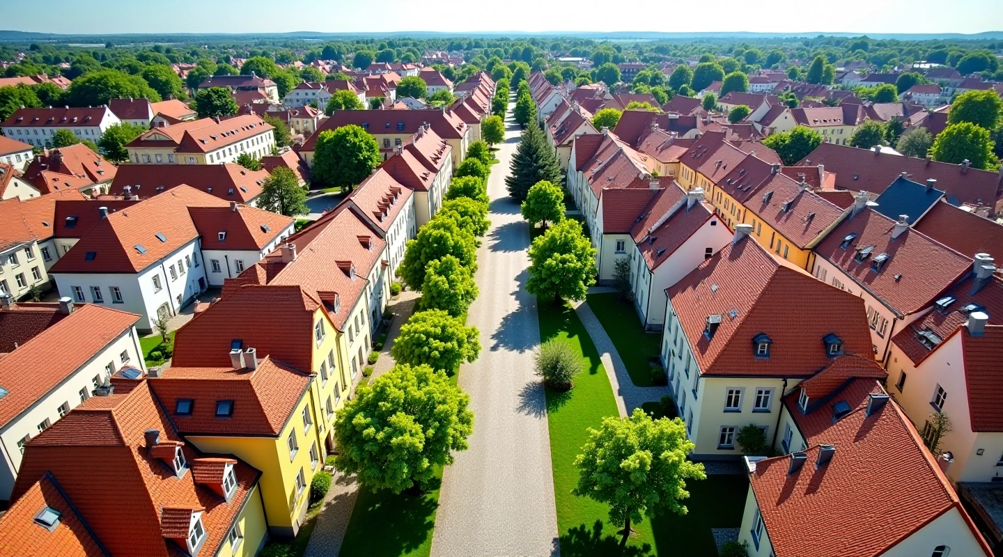 Seniori apskata vēsturisku Latvijas pilsētu ar tradicionālo arhitektūru un zaļajiem parkiem