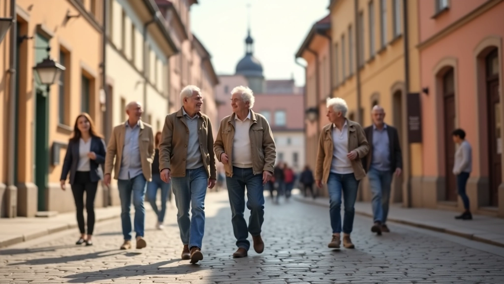 Seniori pārvietojas vēsturiskajā pilsētas centrā